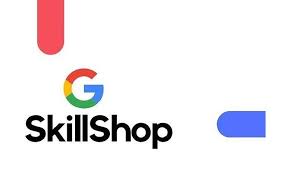Skillshop logo on a blue and white background, representing resources for digital marketing freelancers in Kerala