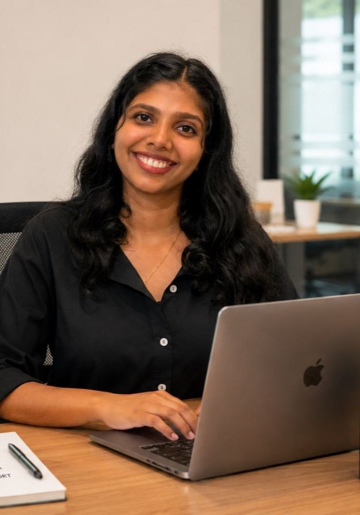 a girl working
